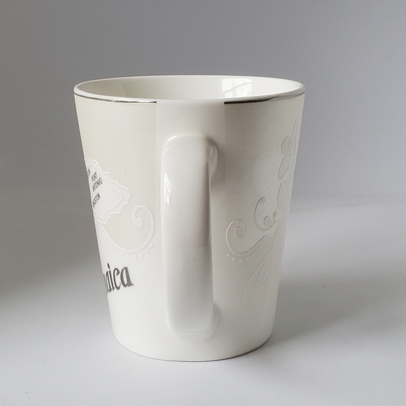 Jamaica Map White, Iridescent Cream & Silver Ceramic Coffee Mug Cup Dr Bird 4" - Picture 5 of 8